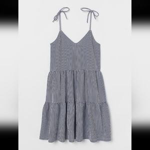 XS H&M dark blue striped dress with tie straps